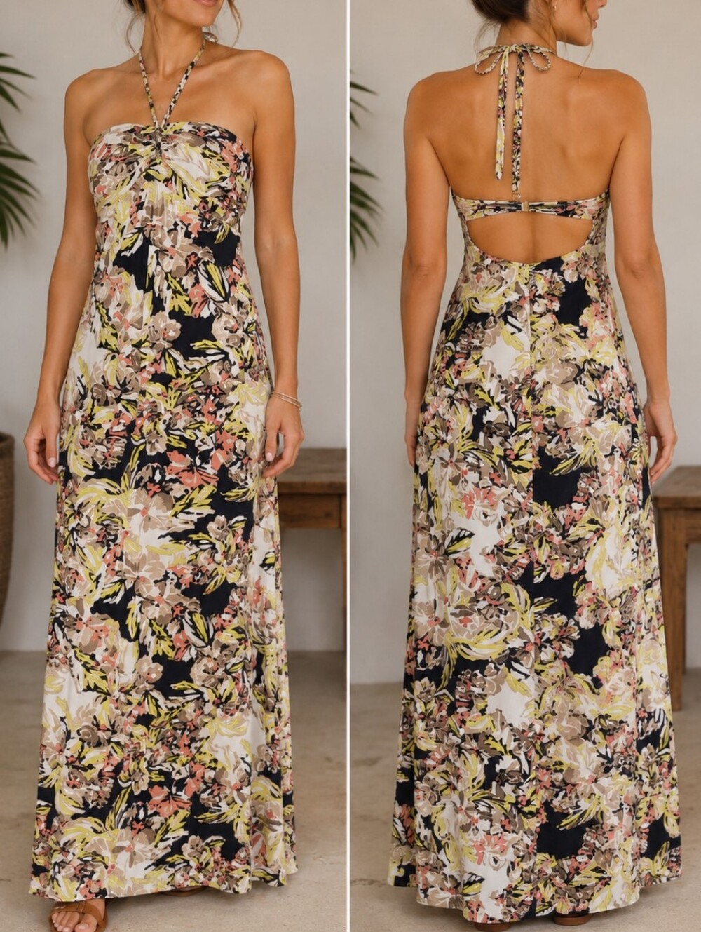Love & Fire Floral Halter Maxi Dress